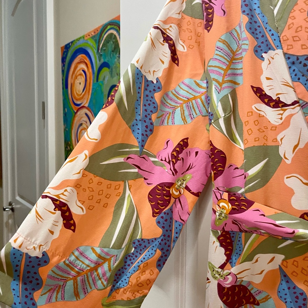 House of Chic Floral Maxi Wrap Dress Beautiful Multicolor Size L - Picture 4 of 7